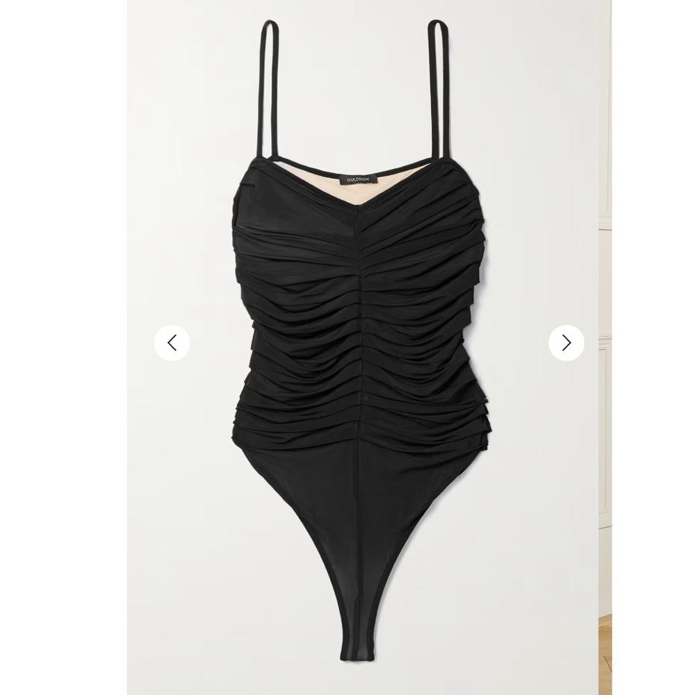 GOLDSIGN The Hutton ruched stretch-jersey thong bodysuit